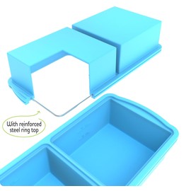 ZIP STANDING 2 Cup Silicone Freezer Trays With Lid,Soup Freezer Container,Large Ice Cube Molds With Reinforced Steel Ring Top Perfect for Freezing Soups, Lasagnas, Casseroles.Dishwasher -Safe (2-Pack)