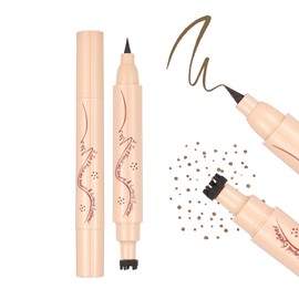 DAGEDA Freckle Stamp Eyeliner, 2 in 1 Medium Freckle Pen and Liquid Eyeliner Waterproof, Natural Lifelike Freckles Makeup, Soft Sopt Pen Magic Fake Freckles