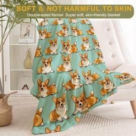 Corgi - Manta de franela de felpa, ultra suave y cálida, cómoda y ligera, perfecta para sofá, viajes, recámara, cama, sala de estar, regalo acogedor y mullido, 50 x 60 pulgadas