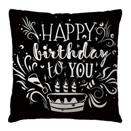 Birthday Pillow Covers Happy Birthday to You Saying Cotton Linen Decorative Cushion Cover Blessing Cotton Linen Pillowcases 18" x 18" Birthday Gifts