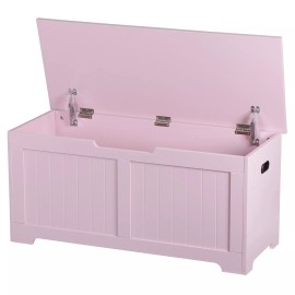 Segawe Wooden Chest Trunk Bedroom Large Box MDF Frame Lift Top Toys Storage, Pink