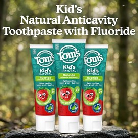 Tom’s of Maine Natural Kids Fluoride Toothpaste, 3 Pack, For Kids Ages 2 and Up, Great Toddler Toothpastes, No Artificial Flavors, Dyes, or Preservati