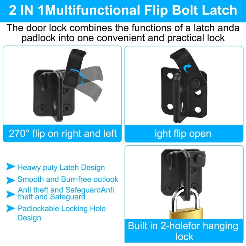 ZMDMAH Door Bolt Lockable Stainless Steel Latch Small Deadbolt Lock