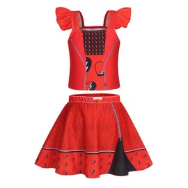 WonderBabe Rise of Red Swimsuit for Girls Fancy Dress Up Swimsuits Party Bathing Suits Set for Toddler Girls Size 5t 6t