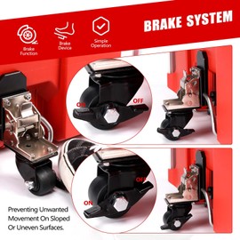 Atesilor Upgraded Packout Caster Wheel Kit, Steel Construction Front Wheel with Brake for Milwaukee Packout Rolling Toolbox, 200 Lbs Capacity