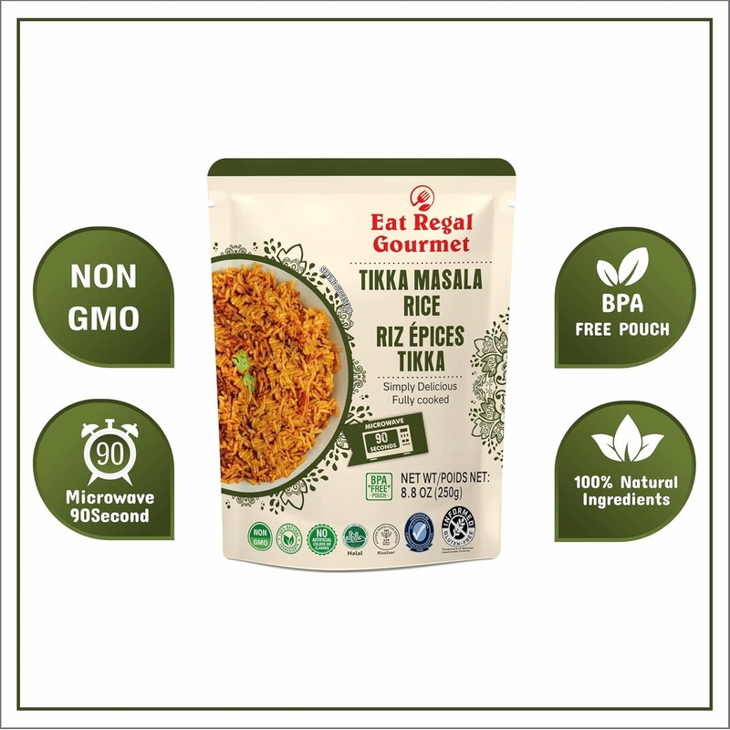 Eat Regal Gourmet Tikka Masala Rice, Pack of 6, Non-GMO,