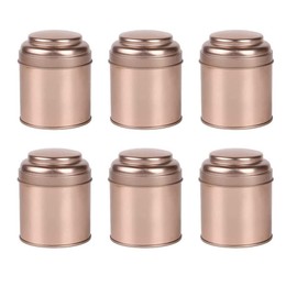 berjalan Pack of 6 Mini Tea Canisters with Airtight Lids, Mini Tin Plate Tin and Small Round Kitchen Tins for Tea (Rose Gold)