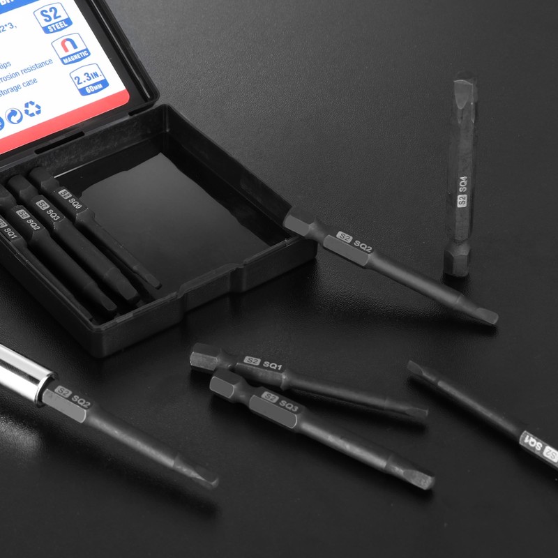 WORKPRO 10pcs Square Bit Set, CNC Machined S2 Steel Magnetic