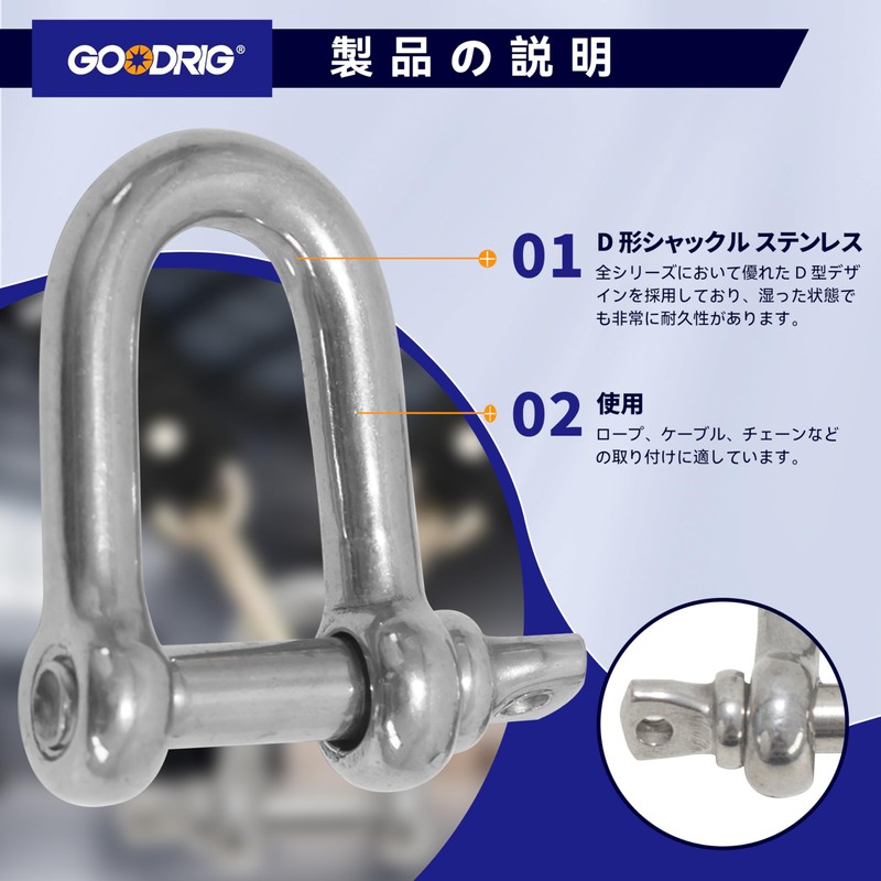 GOODRIG Stainless Steel D-shaped Shackles, Set of 10 (5MM)