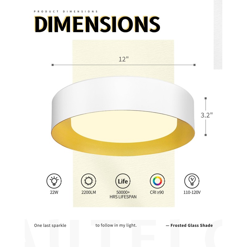 AUTELO 12" Flush Mount Ceiling Light, 3CCT LED Light Fixtures