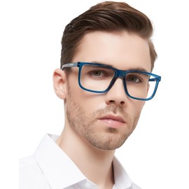 MARE AZZURO Blue Light Blocking Reading Glasses 1.25 Men Oversized Computer Readers 100 125 150 175 200 225 250 275 300 350 400 500 600 (Blue, 1.25)