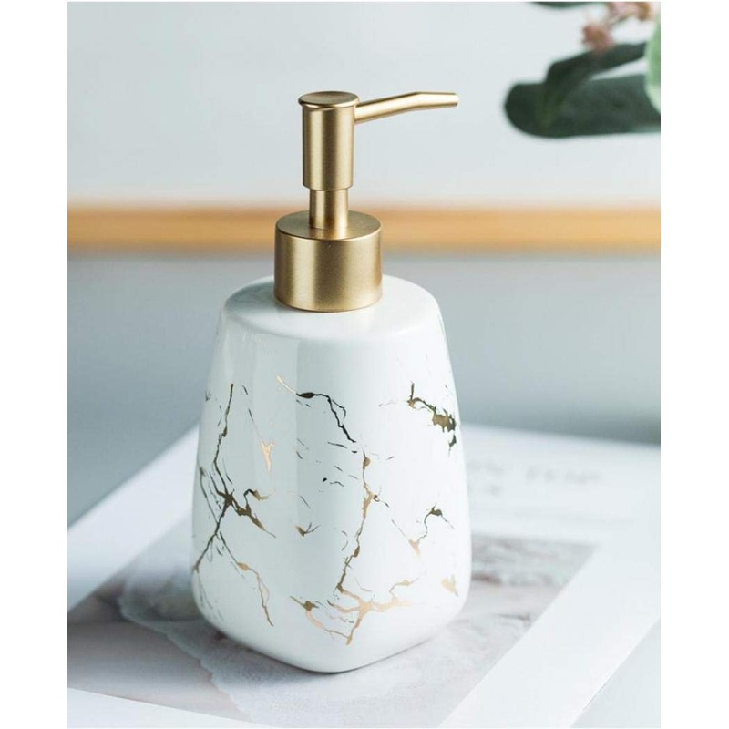 Ceramic Soap Dispenser Pump, 350ml Marble Pattern Bathroom Ceramic Lotion