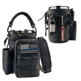 COOLYARD Water Bottle Holder with Strap 64 oz Water Bottle Sleeve Carrier Sling Bag Molle Strap Tactical Pouch for Hiking Camping Gym Camo