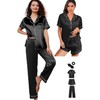 WJing Yi Jia 5Pcs Womens Silk Satin Pajamas Sets XS-XXL