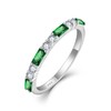 Inpasne Eternity Emerald Ring for Women 925 Sterling Silver Stackable