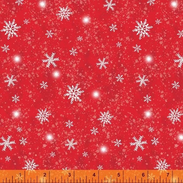 Windham Christmas Fabric | Snow Day Digital Holiday Snowflake Red