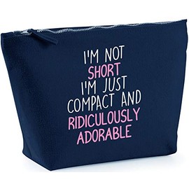 Hippowarehouse I'm not short i'm just compact and ridiculously adorable printed make up cosmetic wash bag 18x19x9cm