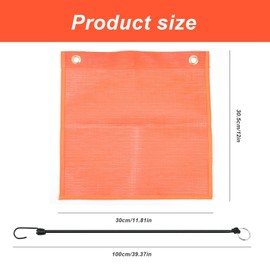 YFaith Pack of 2 Red Flags Extra Length 30 x 30 cm Warning Flag Red with Bungee Rope and Holes, Foldable Load Securing for Warning Signs, Hanging Load