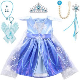 Lito Angels Baby Girls Princess Snow Queen Costume Party Fancy Dress Up with Cape and Accessories Age 18-24 Months Blue 267
