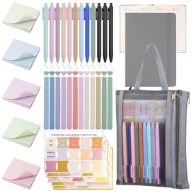 Woscel Bible Study Supplies,Bible Journaling Kit,Bible Study Kit with Journal,12 No Bleed Highlighters,12 Gel Pens,75 Tabs, 400 Sticky Notes,Christian Gifts for Women Men (Grey)