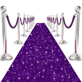 ROMANKAS Glitter Aisle Runner Purple Carpet Runner for Party Wedding Aisle Runner Outdoor 4ftx15ft Bling Aisle Runner for Wedding Ceremony Sequin Runner Rug for Bridal Reception Decoration