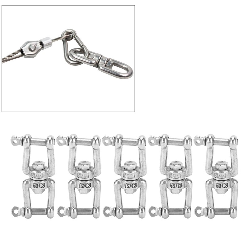 5Pcs Rotating Snap Stainless Steel Double Ended Antiknot Swivel Hook