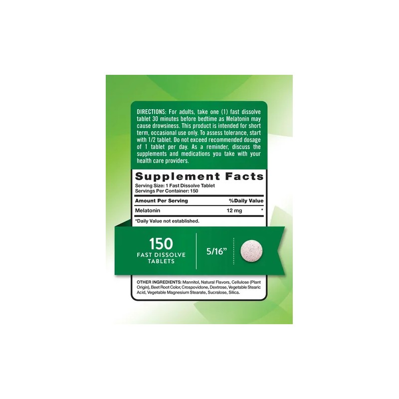 Melatonina Natures Truth 12 Mg 150 Tabletas Sabor Baya