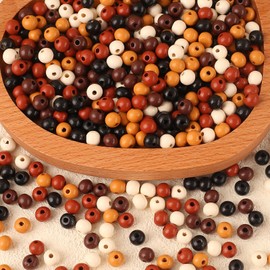 HERZONE Pack of 1000 Round Wooden Beads in Colourful Natural Wooden Beads for Threading for DIY Jewellery Making (Colourful 8 mm)