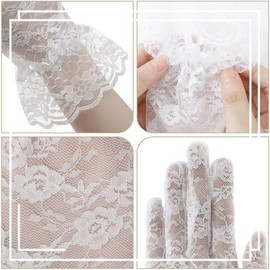Kingsie Women's Lace Gloves, Elegant, UV Protection, UV Protection, Sunscreen, Driving, Wedding, Coming-of-age Ceremony, Bride Supplies, White D