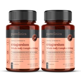Triple Strength Magnesium Whole Body Complex 1350mg x 180 Caplets (2 Bottles of 90) – 247mg Elemental Magnesium – 6 Superior Forms for Muscle, Heart, Brain & Bone Support – 6 Months Supply