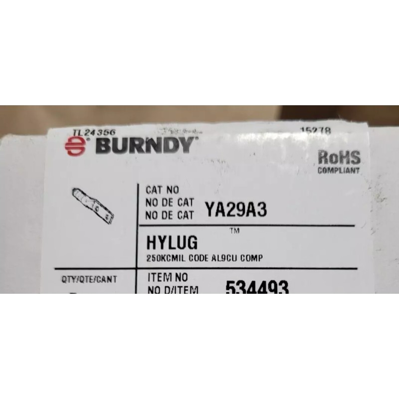 Burndy YA29A3 HYLUG Two-Hole Lug Aluminum Compression Connector