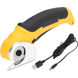 CYSFETENA Schnurlose Elektrische, Edelstahl Kartonschneider Elektrisch mit Sicherheitssperrschalter, Automatischer Schärfung USB Elektrische Teppichschere für Stoffe, Schwämme