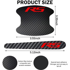 8PCS Car Door Handle Scratch Protectors, Carbon Fiber Textured Door Handle Bowl Sticker Compatible with Chevy Camaro RS Auto Exterior Decor Universal for Cars SUV Truck RV