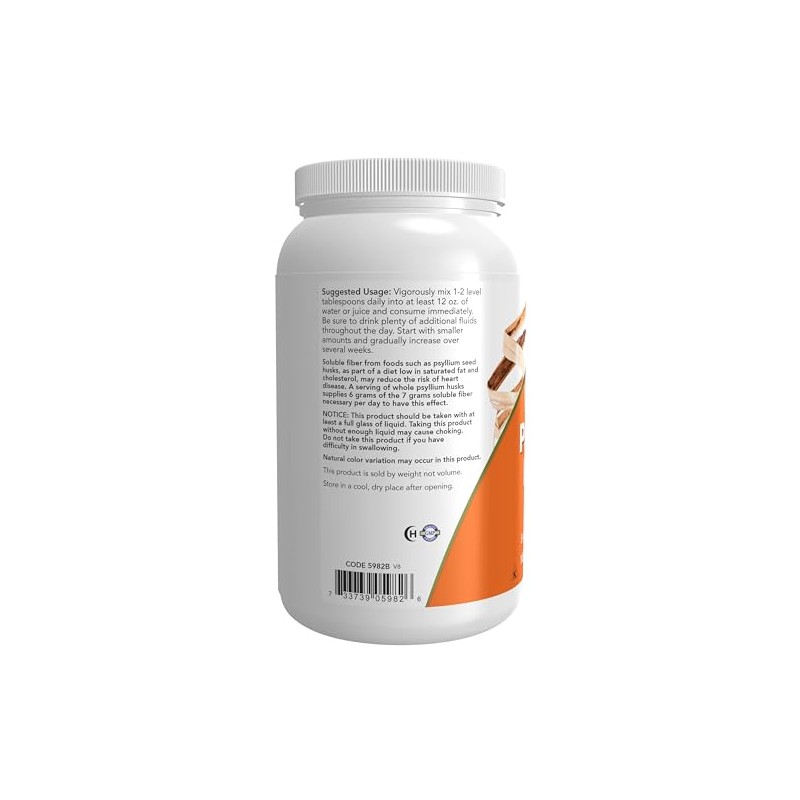 Now Psyllium Husk, WHOLE (24oz) | Now Cáscara de Psyllium