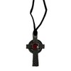 Celtic Cross Pendant Necklace, Red Stone, 5 cm x 3