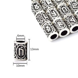 24 Pieces Norse Viking Rune Beads Hair Beard Pendant and Compass Pendant for Bracelet Pendant Necklace Beard Dreadlocks Hair DIY Bracelet Jewelry Pendants (Silver)