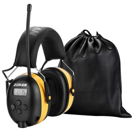 ZOHAN 042 Ear Defenders with Radio, MP3 FM/AM Earmuffs for Industry, Noise Cancelling Music Ear Defenders for Weeding & Noise-Intensive Leisure Activities, SNR 30 dB, NRR 25 dB, Yellow