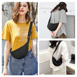 JENCVNL Damen Halbmond Tasche Nylon Crossbody Bag Damen Crossbody Moon Bag Crossbody Bag Halbmond Schultertasche mit verstellbarer Schultergurt (Schwarz)