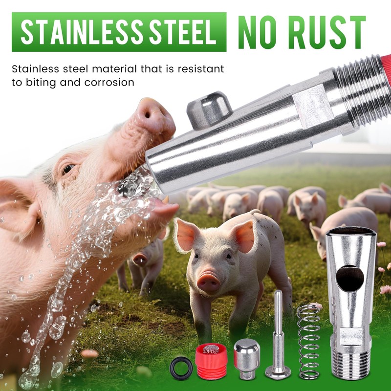 HHNIULI Automatic Pig Nipple Waterer Set with Brass Tank Connectors