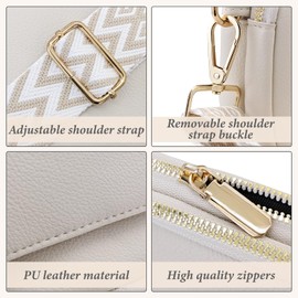 FuninCrea Crossbody Bags for Women, 3 Pockets Women Shoulder Bags Faux Leather Shoulder Purse with Adjustable Shoulder Straps (White)