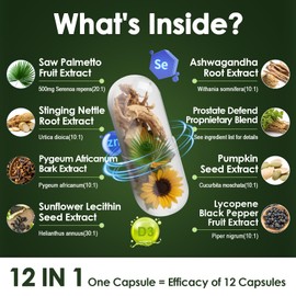 Totaria 2Pack Organic Saw Palmetto - Prostate Health Supplements for Men with Ashwagandha Root, Stinging Nettle, Pumpkin Seed, Prostate Defend Propnietary Blend, DHT Blocker, 240 Count