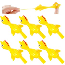6 Pieces Slingshot Chicken Stretchy Flying Chicken Finger Fly Toy Ejection Flick Toy Parody Party Toy Stress Relief Novelty Catapult Chicken Prank Toy for Indoor Use