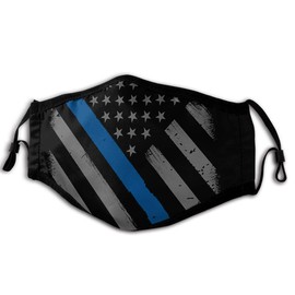 XILI-HUALA Police Thin Blue Line American Flag Reusable Cotton Face Protection Facial Cover for Outdoors