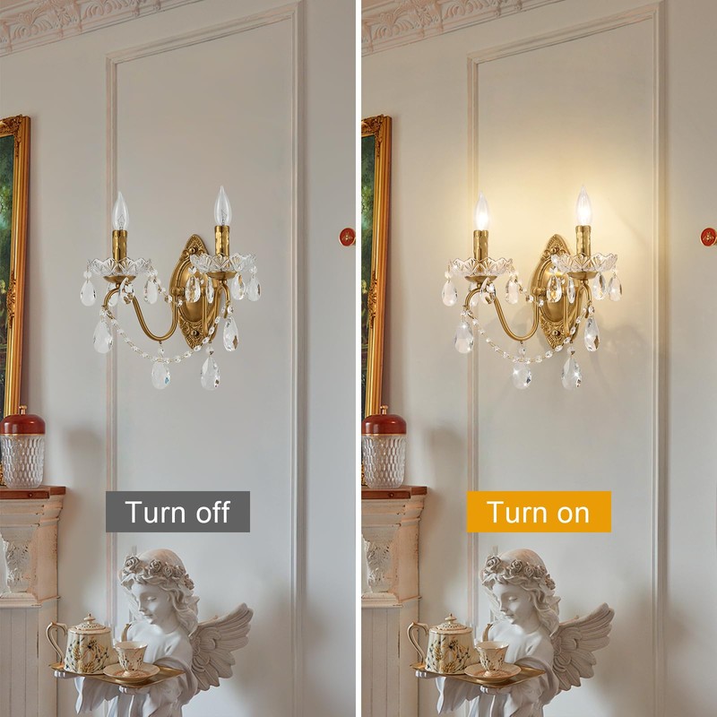 Ondersley Crystal Wall Sconce, Gold Wall Sconces, Gold Sconces Wall