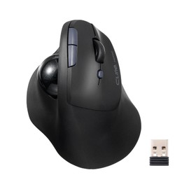 SANWA Bluetooth + 2.4G Wireless Trackball Mouse, Silent Ergonomic Roller Ball Mice, Programmable Vertical Thumb Mouse, 2 Device Connection, Compatible with Mac, Windows, Laptop, Android, PC, Black