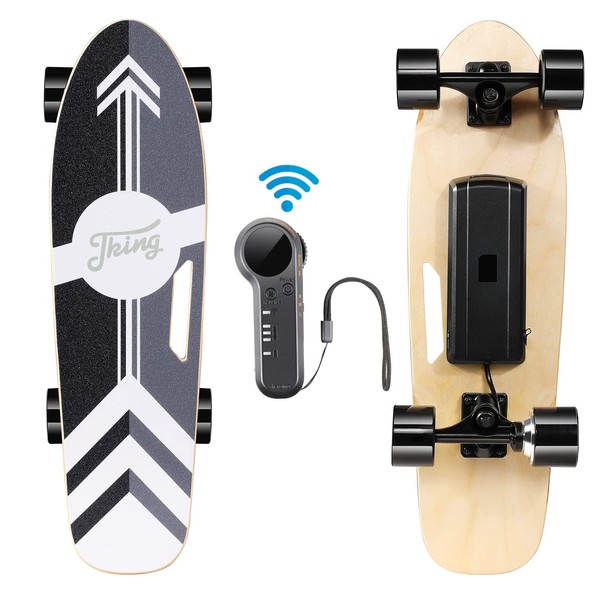 CAROMA 350W Electric Skateboards for Adults Teens, 27.5" 7 Layers Maple Electric Longboard with Remote, 12.4 MPH Top Speed, 8 Miles Max Range, 220lbs Max Load E Skateboard