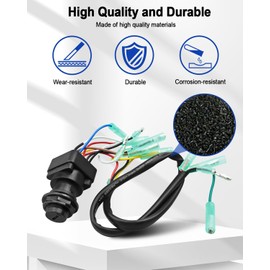 Ignition Switch Key Assembly Fit for Yamaha 2 & 4 Stroke Outboard Motors Replace 703-82510-43-00 703-82510-44-00, Main Key Remote Control Box Ignition Switch