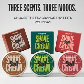 Men Rock Shaving Cream Trio Gift Set for Men – Sicilian Lime, Sandalwood & Black Pomegranate – Hydrating Wet Shave Cream, Rich Lather, Smooth Razor Glide, Vegan & Cruelty-Free – 3 x 100ml