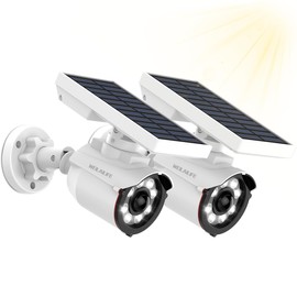 WEILAILIFE Outdoor Solar Motion Sensor Light Wireless Security Floodlight with LED Spotlights Fake Security Camera Waterproof 800 Lumen Bright Light(2 Pack)