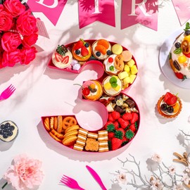 Mifoci 13.7" Cardboard Number for Charcuterie Birthday Party and Anniversary Fillable Paper Mache Chocolate Candy Graduation Decoration(Hot Pink, 3)